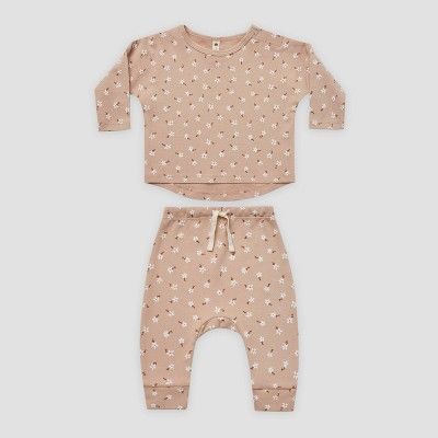 Q by Quincy Mae Baby Girls' 2pc Floral Brushed Jersey Top & Bottom Set - Blush Pink | Target
