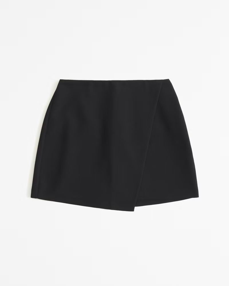 Women's Menswear Wrap-Front Mini Skort | Women's Bottoms | Abercrombie.com | Abercrombie & Fitch (US)