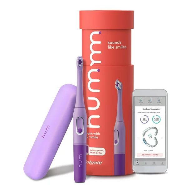 hum by Colgate Smart Battery Toothbrush + Travel Case, Purple | Walmart (US)