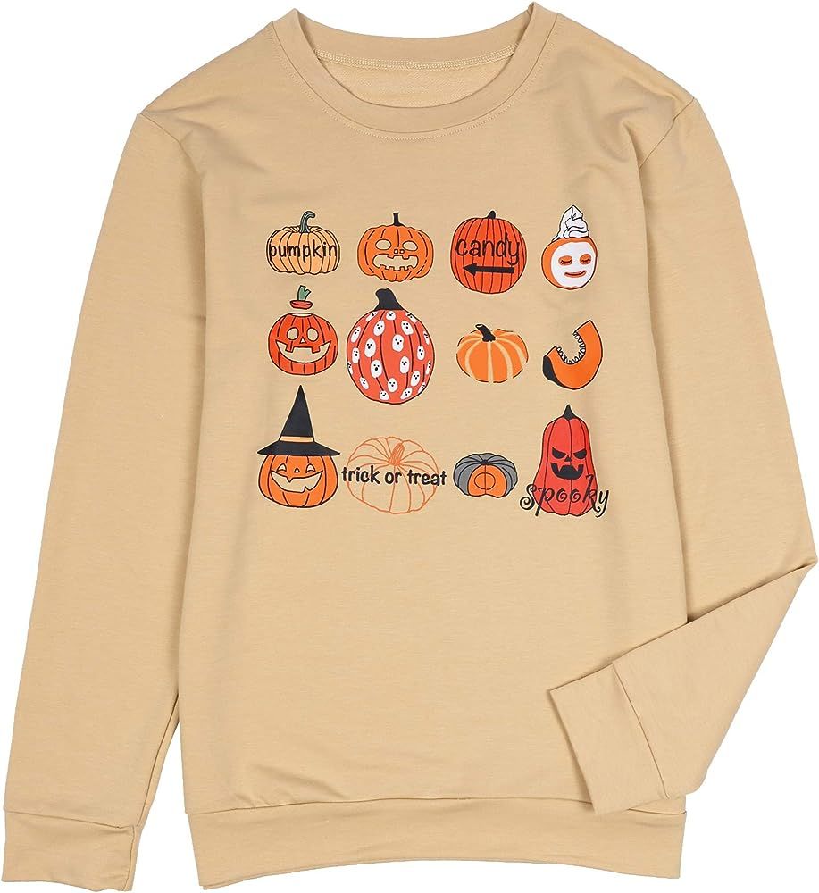 ASTANFY Halloween Pumpkin Face Pullover Sweatshirt Costume Casual Top T Shirt for Women | Amazon (CA)