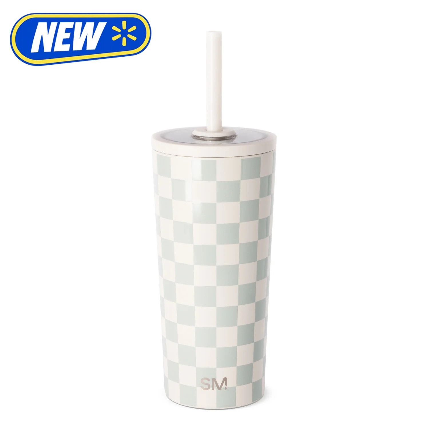 Simple Modern 20 fl oz Insulated Stainless Steel Classic Tumbler with Tritan Straw Lid|Sea Glass Sage and Cream Checkmate | Walmart (US)
