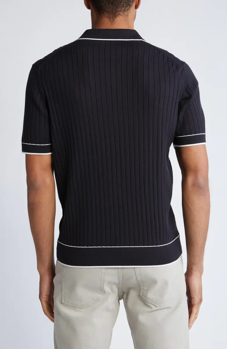 Tipped Johnny Collar Short Sleeve Sweater | Nordstrom