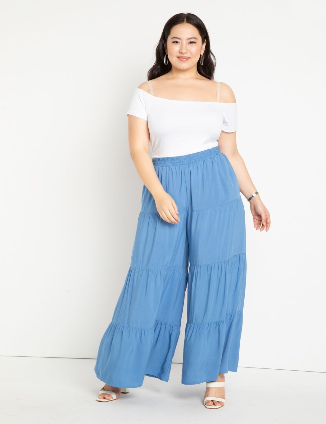 Tiered Palazzo Pant | Women's Plus Size Pants | ELOQUII | Eloquii