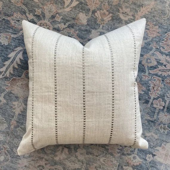 Embroidered Stripe  Gray Pillow Cover Linen and Gray Pillow | Etsy | Etsy (US)