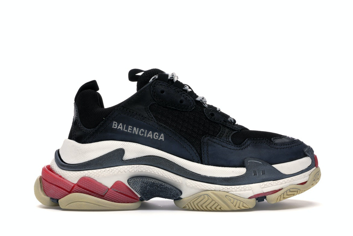 Women's Balenciaga Triple S (2018 Reissue) Sneakers in Black/White/Red | StockX