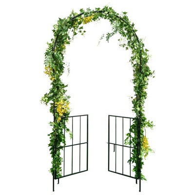 Costway Garden Arch Arbor Trellis with Gate 7.5 ft Patio Archway Pergola for Wedding | Target