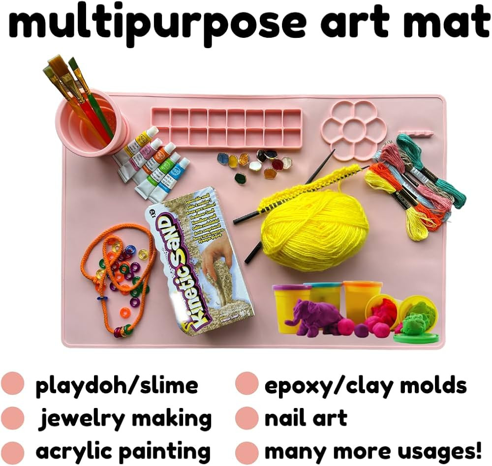 LARGE SILICONE MAT | Silicone Painting Mat| craft supplies, painting supplies, kids art supplies,... | Amazon (US)