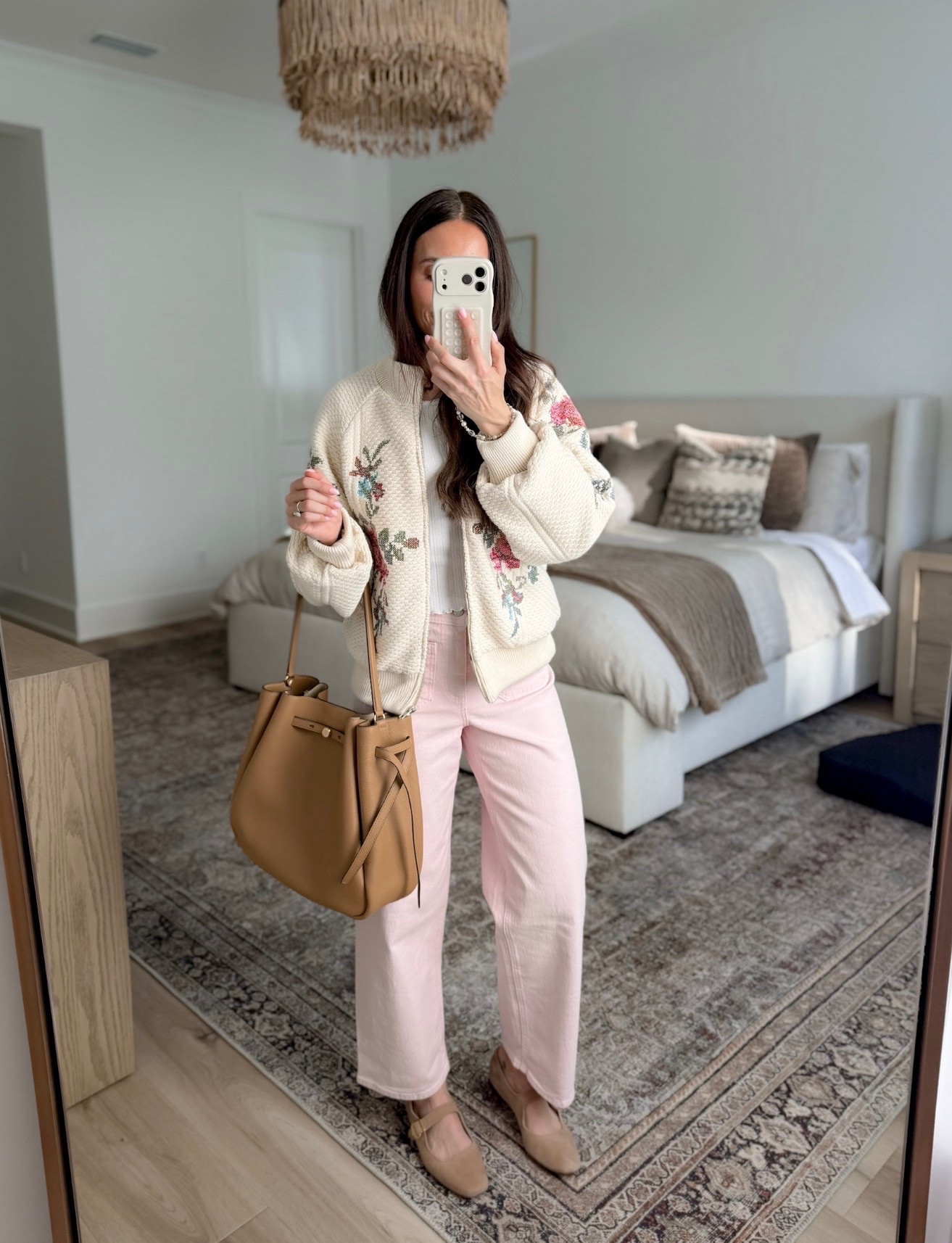 The perfect springtime look. The softest jacket with the cutest pink pants. Loving this elevated style. Mom approved pink pants cute spring outfits warm jackets floral patterns cute mom style Annabrstyle 

#LTKSeasonal #LTKmomlife #LTKootd