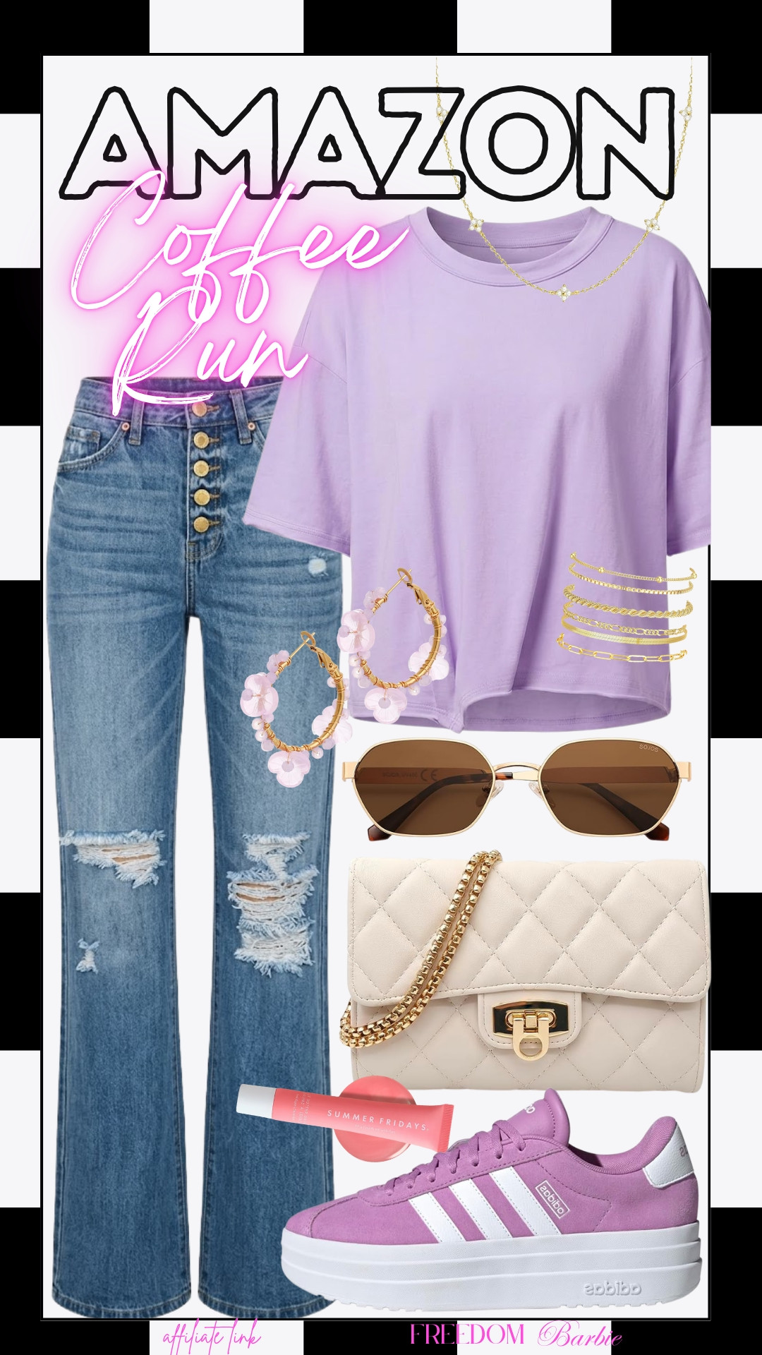 Loving this comfy yet chic outfit! Perfect for a casual day out. My fave purple tee with some distressed denim and these trendy sneakers. Can’t forget the perfect accessories to match!

#DailyOutfit #AmazonStyle #ComfortChic #OOTD #FreedomBarbie 

 #LTKgrwm #LTKootd #LTKmomlife