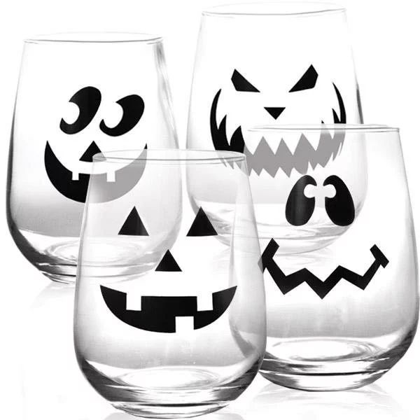 Spooky Halloween Stemless Wine Glasses. Set of 4 - Walmart.com | Walmart (US)