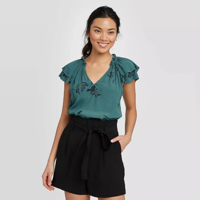 Women's Flutter Short Sleeve Blouse - A New Day™ | Target
