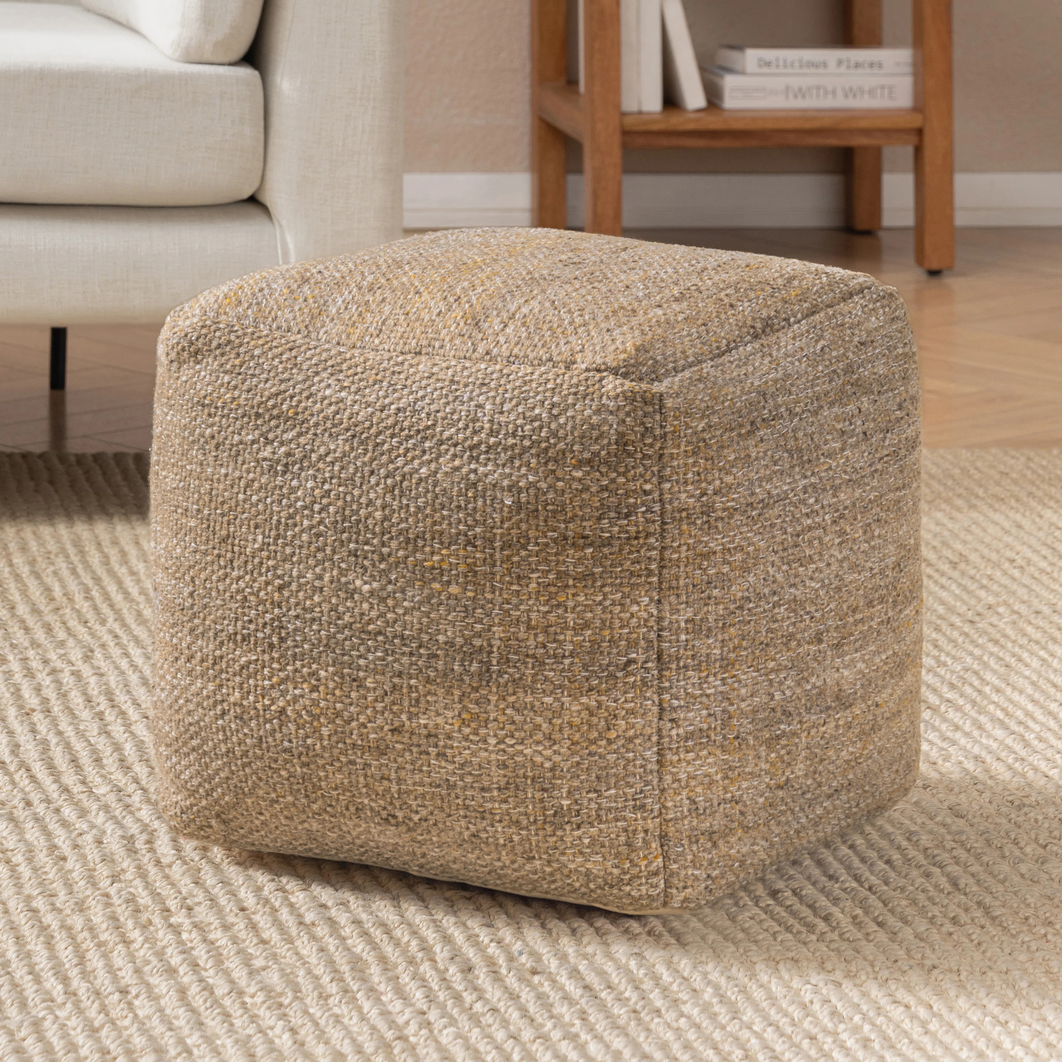Teagan 16' Dark Brown Upholstered Pouf Ottoman | Wayfair North America