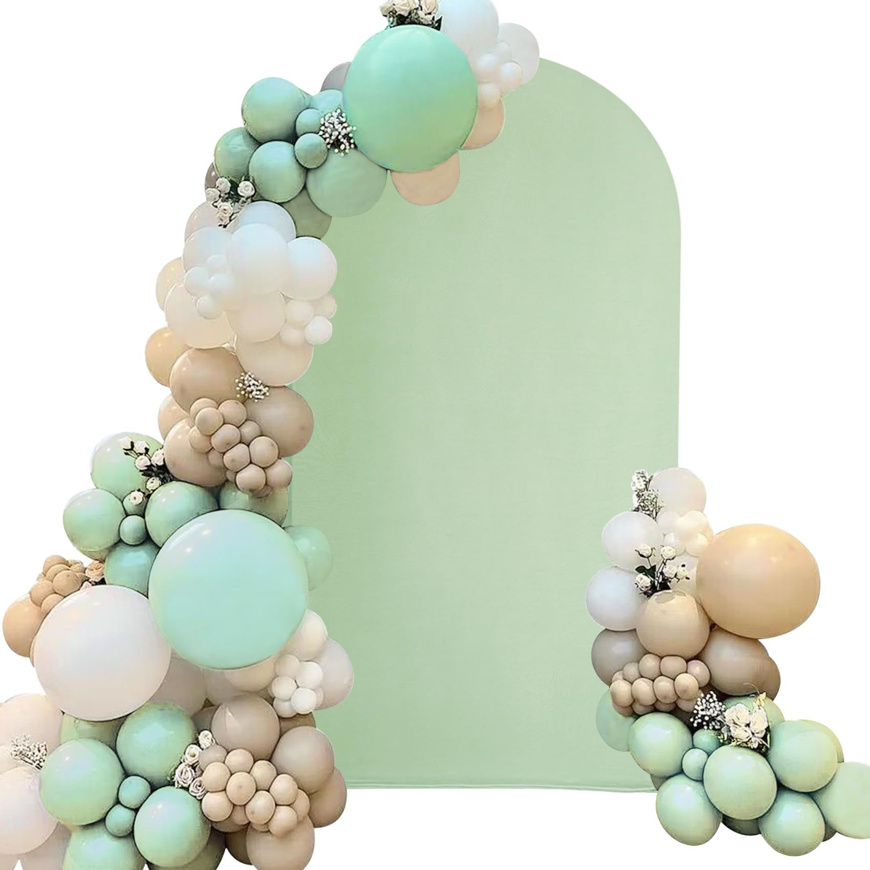 Spandex Fitted Wedding Arch Cover 5FT Sage Green Arch Backdrop Cover, Round Top Chiara Backdrop S... | Amazon (US)