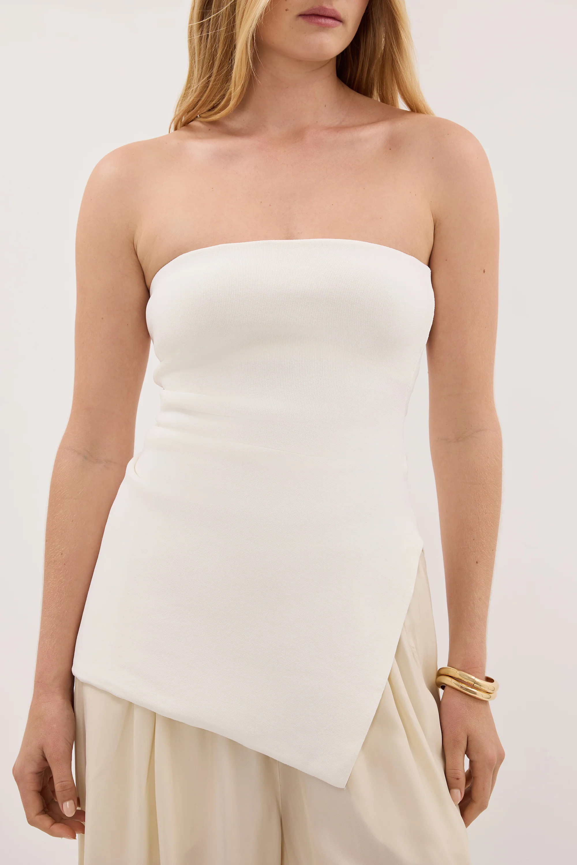 LUKE OFF WHITE LONGLINE BANDEAU TOP | DISSH