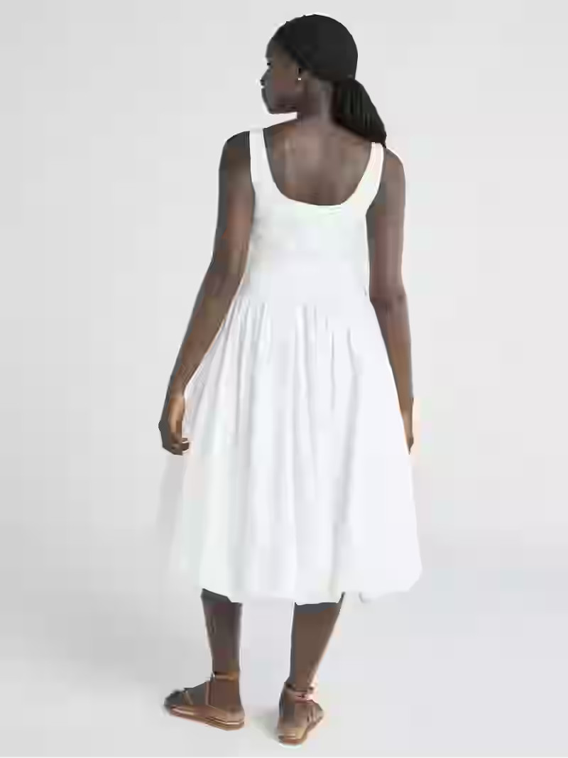 Scoop Women’s and Women's Plus Mixed Media Bubble Hem Midi Dress, Sizes XS-4X | Walmart (US)