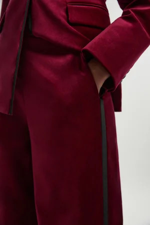 Velvet Groisgrain Tailored Wide Leg Pants | Karen Millen US