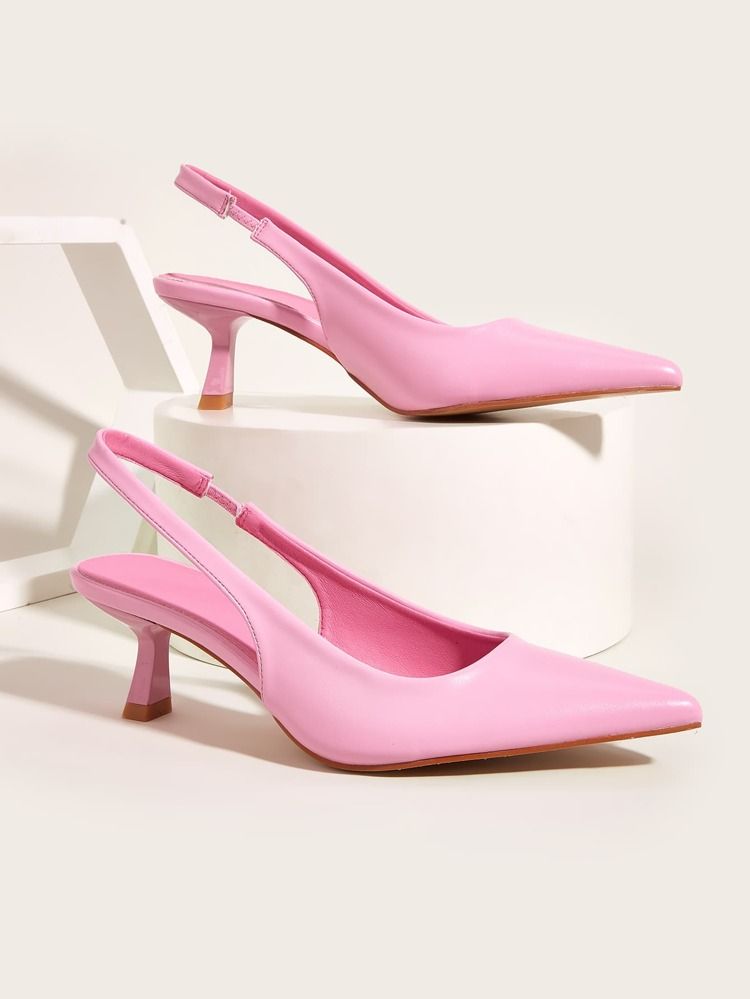 Fashionable Slingback Pumps For Women, Minimalist Pink Sculptural Heeled Pumps
       
          ... | SHEIN