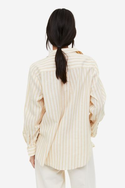 Linen-blend Shirt - Beige/striped - Ladies | H&M US | H&M (US + CA)
