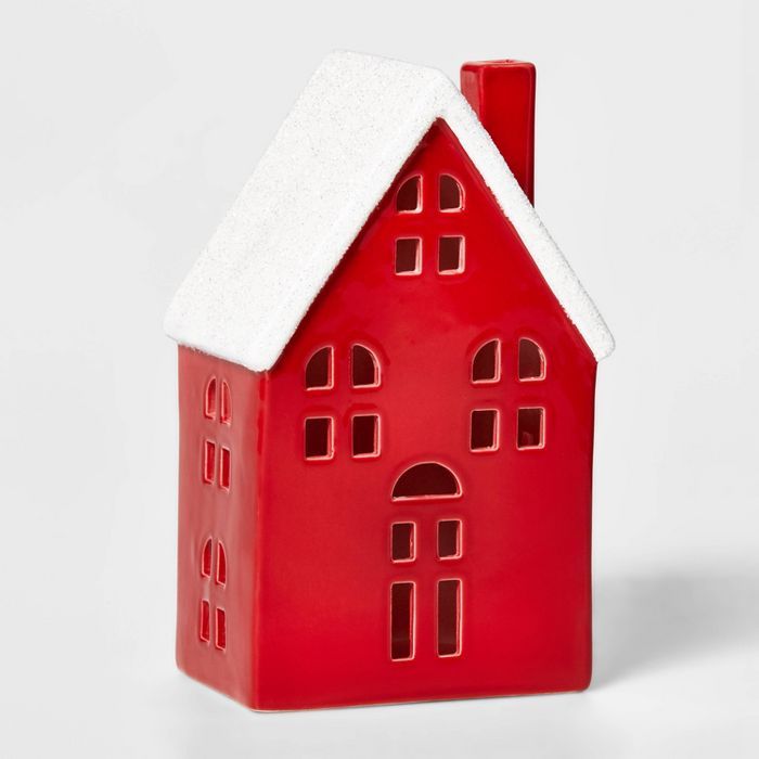 Ceramic Traditional House Decorative Figurine Red - Wondershop&#8482; | Target