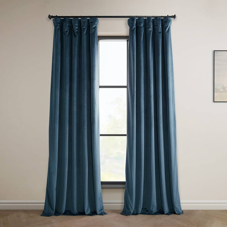 HPD Half Price Drapes VPYC-161270-108 Plush Velvet Curtain (1 Panel), 50 X 108, Avalon Blue | Amazon (US)