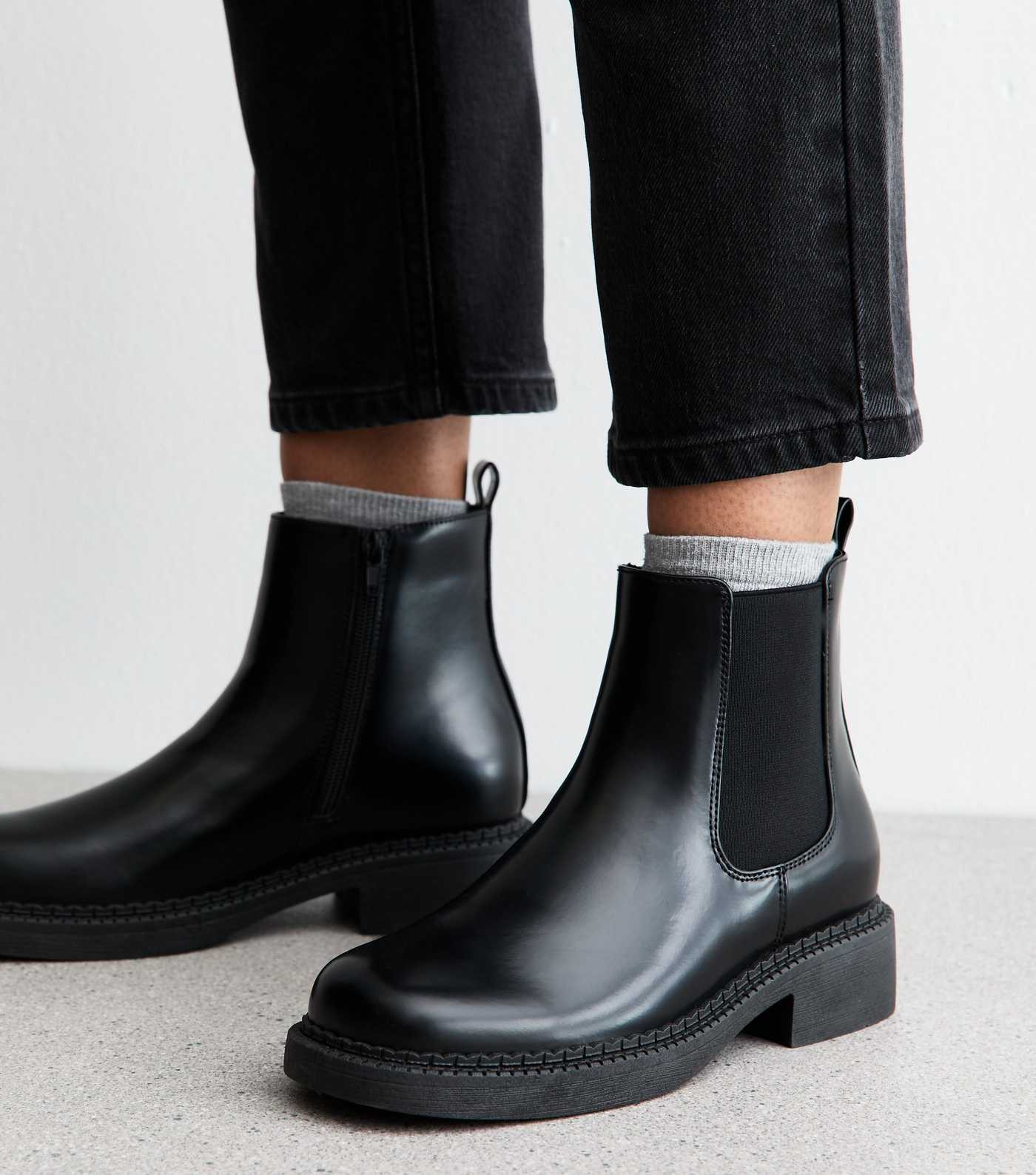Black Faux Leather Chelsea Ankle Boots | New Look | New Look (UK)