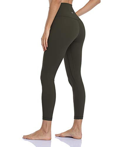 High Waisted Yoga Leggings with Pockets by HeyNuts - Dark Olive, 25'' Medium | Amazon (US)