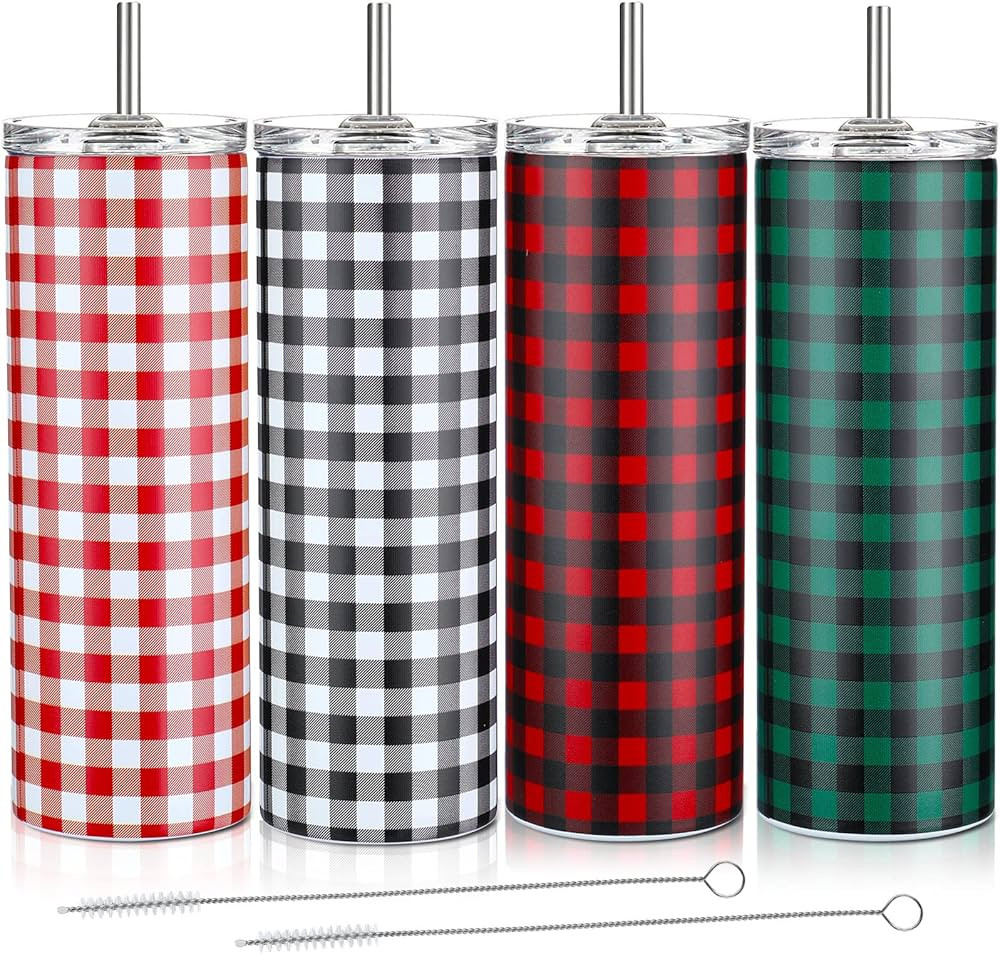 Maxdot 4 Pcs Christmas Tumbler with Lid and Straw Stainless Steel Christmas Cup Double-Insulated ... | Amazon (US)