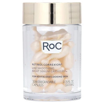 RoC, Retinol Correxion, Line Smoothing Night Serum Capsules, 30 Biodegradable Capsules, 0.35 fl oz (10.5 ml) | iHerb