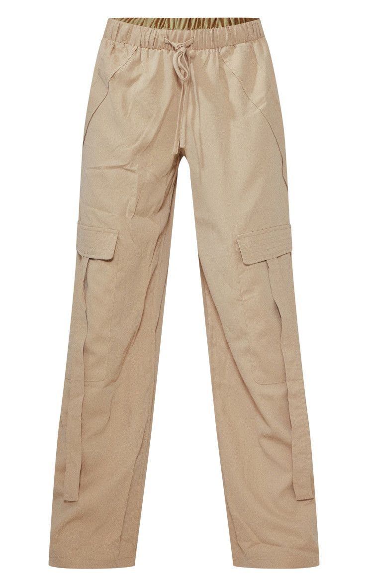 Stone Woven Low Rise Toggle Pocket Seam Detail Cargos | PrettyLittleThing US