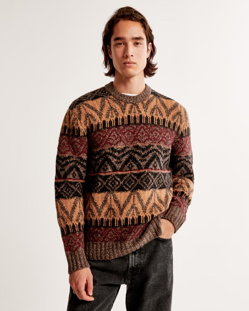 Fuzzy Pattern Crew Sweater | Abercrombie & Fitch (US)