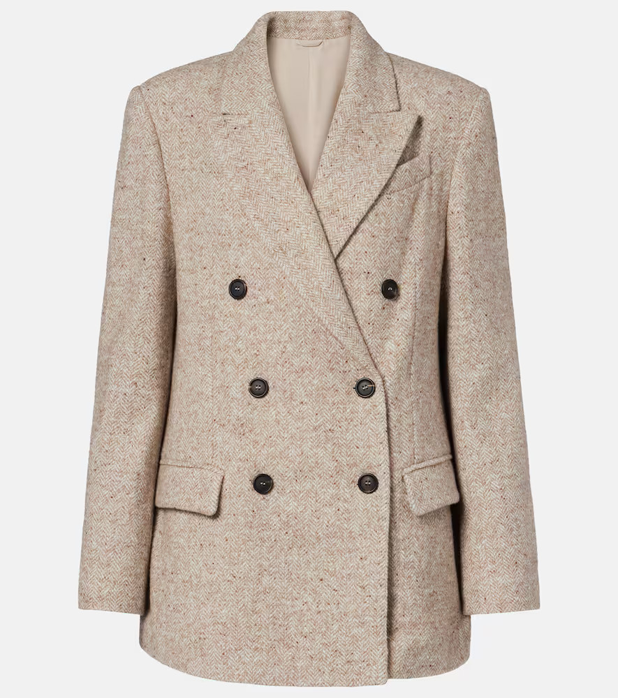 Brunello Cucinelli Double-breasted wool and silk-blend blazer | Mytheresa (UK)