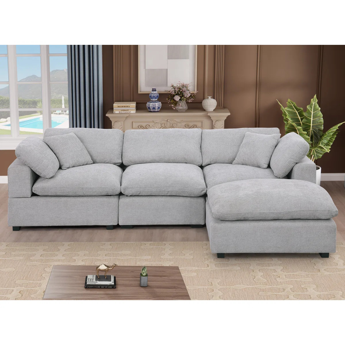 Latitude Run® Caylob 4 - Piece Upholstered Chenille L Shaped Couch With Reversible Ottoman | Way... | Wayfair North America