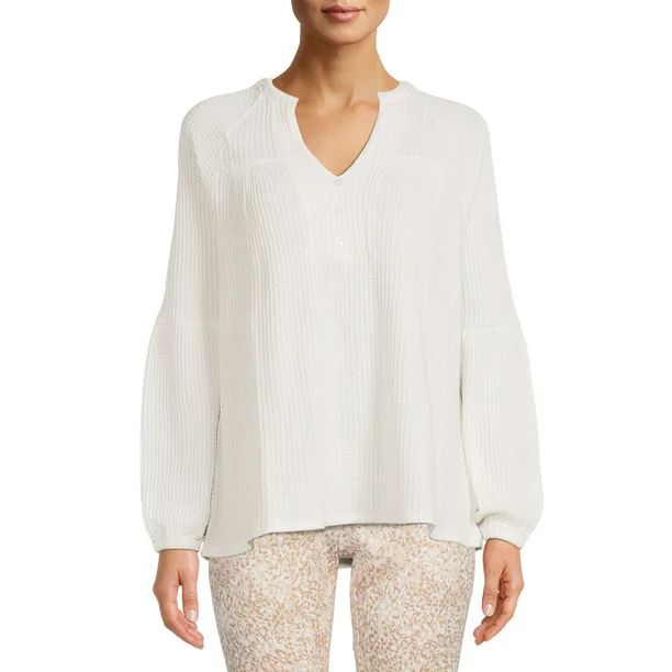 Time and Tru Women's Waffle Peasant Top | Walmart (US)