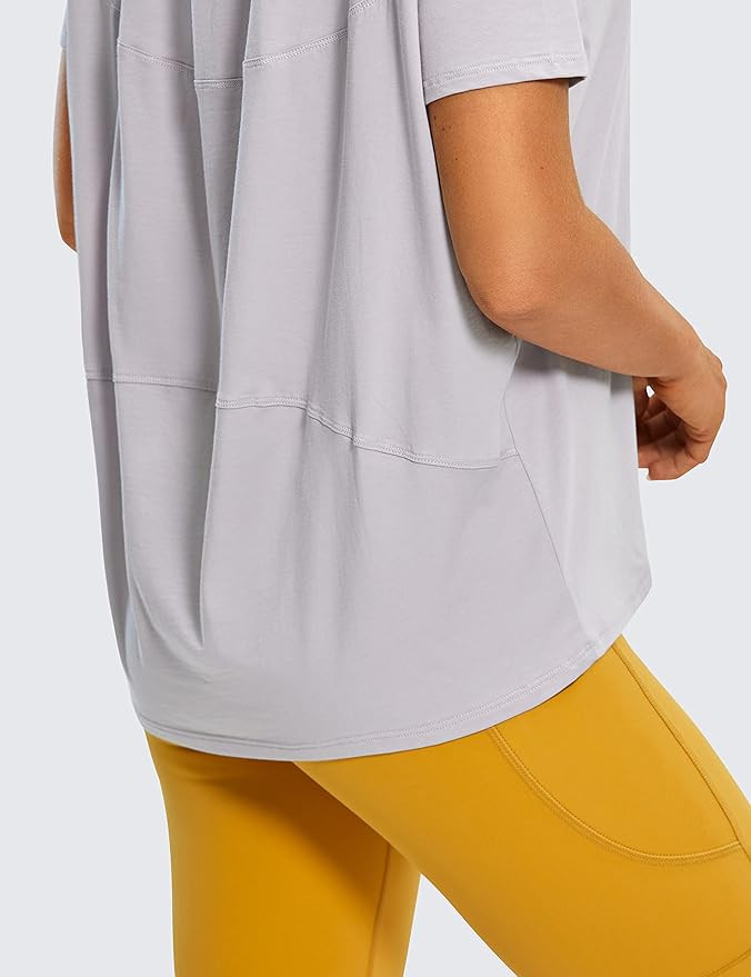 CRZ YOGA Women's Pima Cotton Short Sleeve Shirts Loose Fit Gym Workout T-Shirt Athletic Casual To... | Amazon (US)