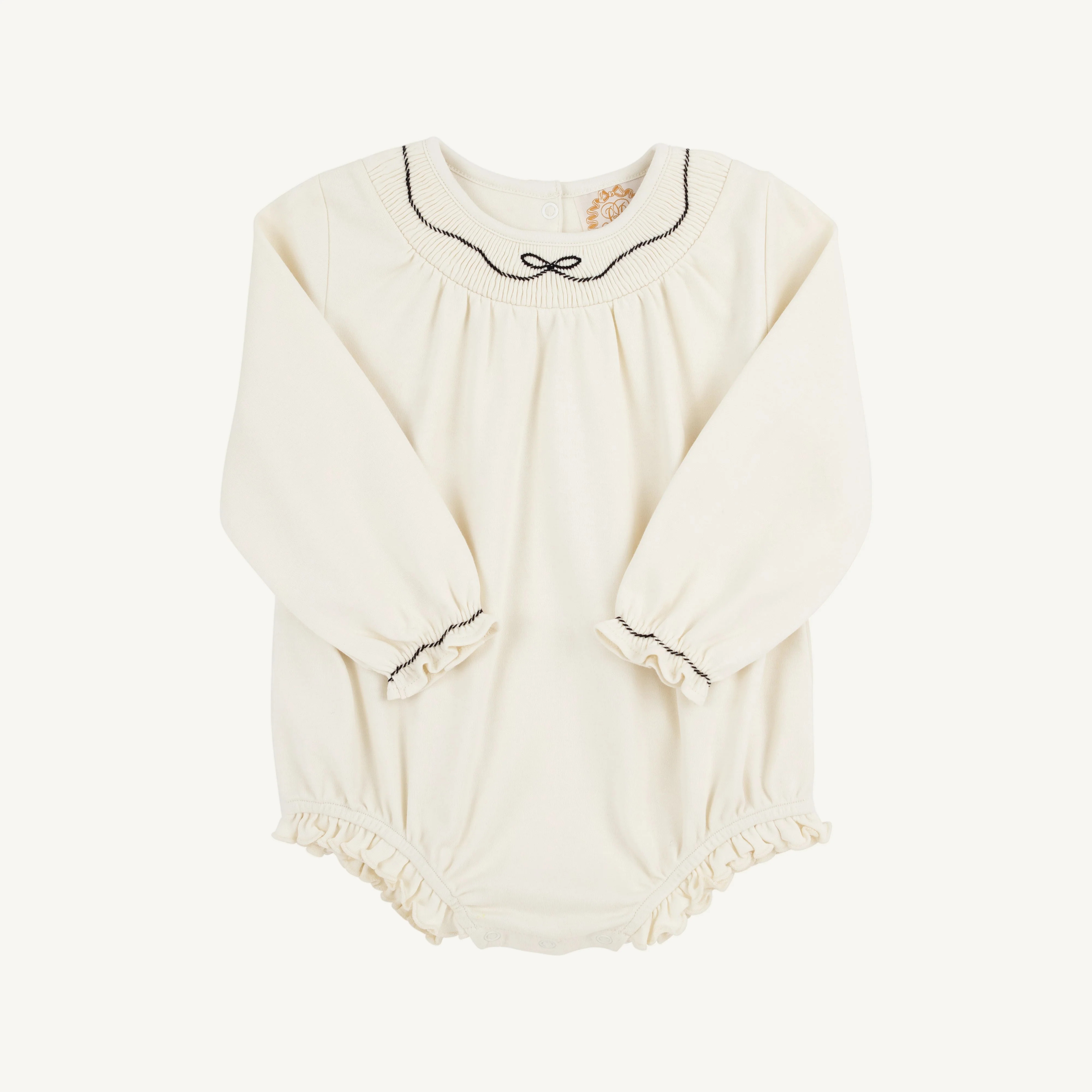 Long Sleeve Bridget Bubble - Palmetto Pearl with Newport Night Bow | The Beaufort Bonnet Company