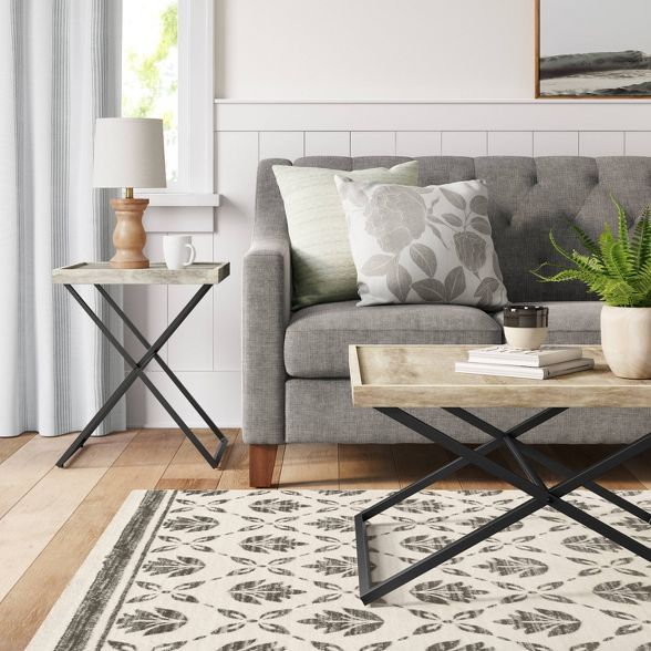 Jamesville Wood X Frame Wood Square Coffee Table Gray - Threshold™ | Target