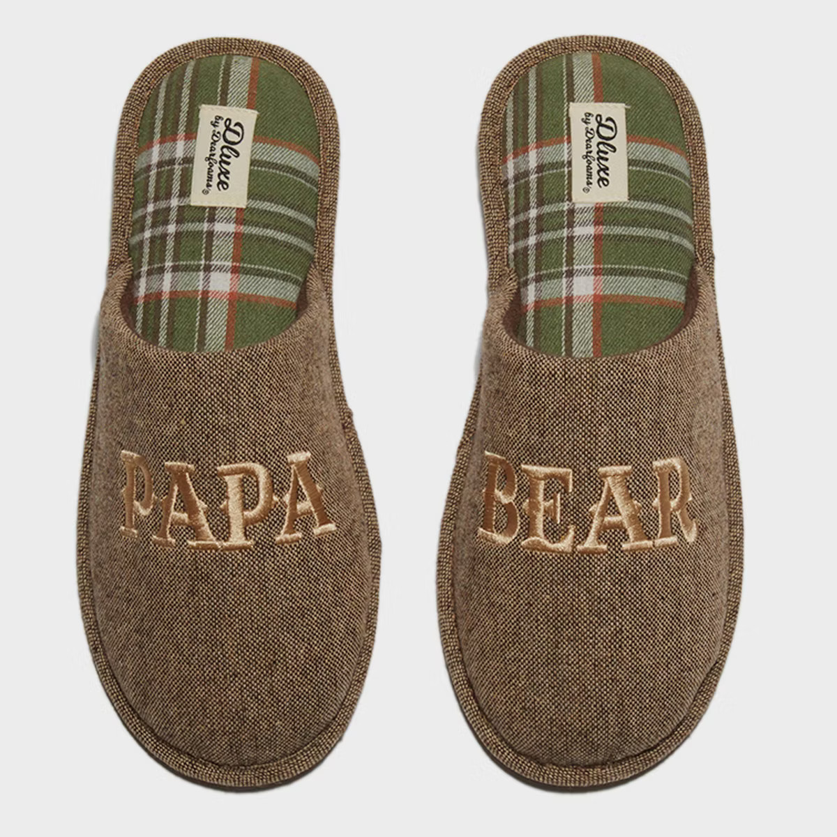 dluxe by dearfoams Men's Father's Day Papa Bear Slippers - Brown | Target