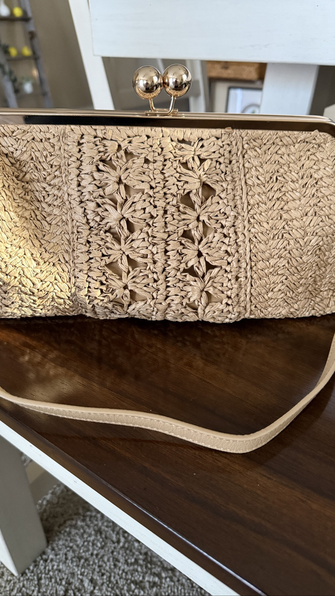 Straw Kiss Lock Clutch Bag from Target trending now. This summer bag is fun, affordable and lightweight. While it may be a bit larger than what I would consider a clutch, it also has a removable shoulder strap. I particularly love the clasp closure.

#LTKSeasonal #LTKmomlife #LTKWedding