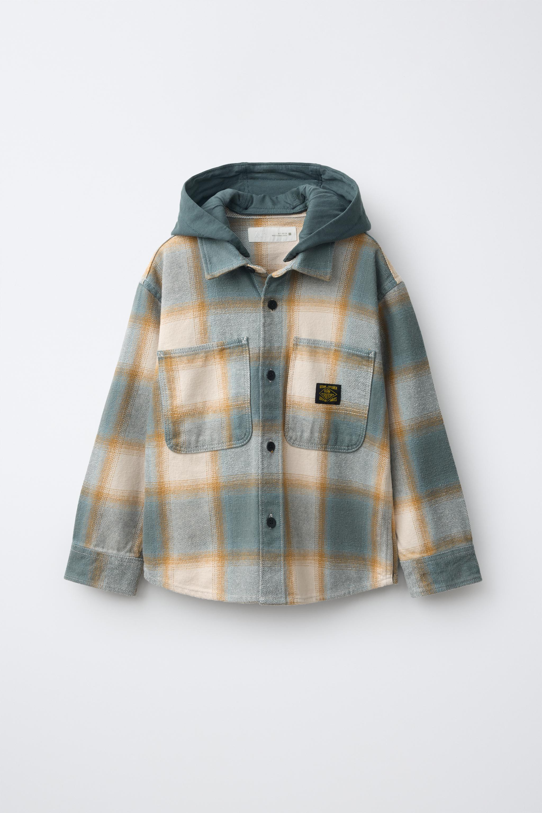 PLAID OVERSHIRT WITH DETACHABLE HOODIE | Zara US