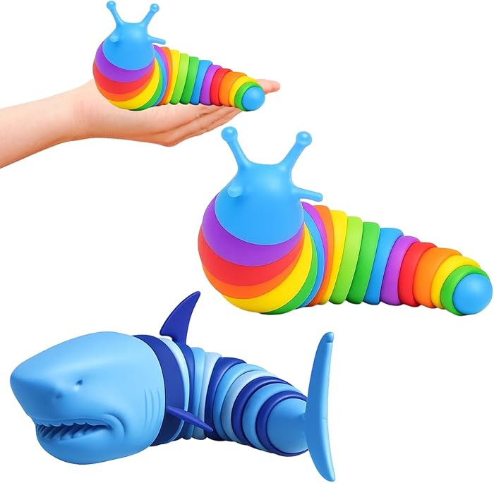 Articulated Fidget Toy, 2PCS Sensory Toys for Autism and ADHD, Stress Relief Slug and Shark Fidge... | Amazon (UK)