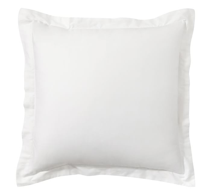 PB Essential 300-Thread Count Sateen Sham, Euro, White | Pottery Barn (US)
