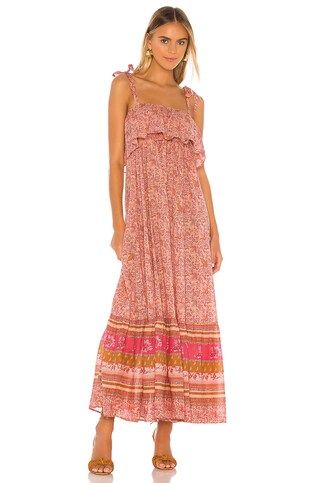 Tangier Babydoll Midi Dress in Rose | Revolve Clothing (Global)