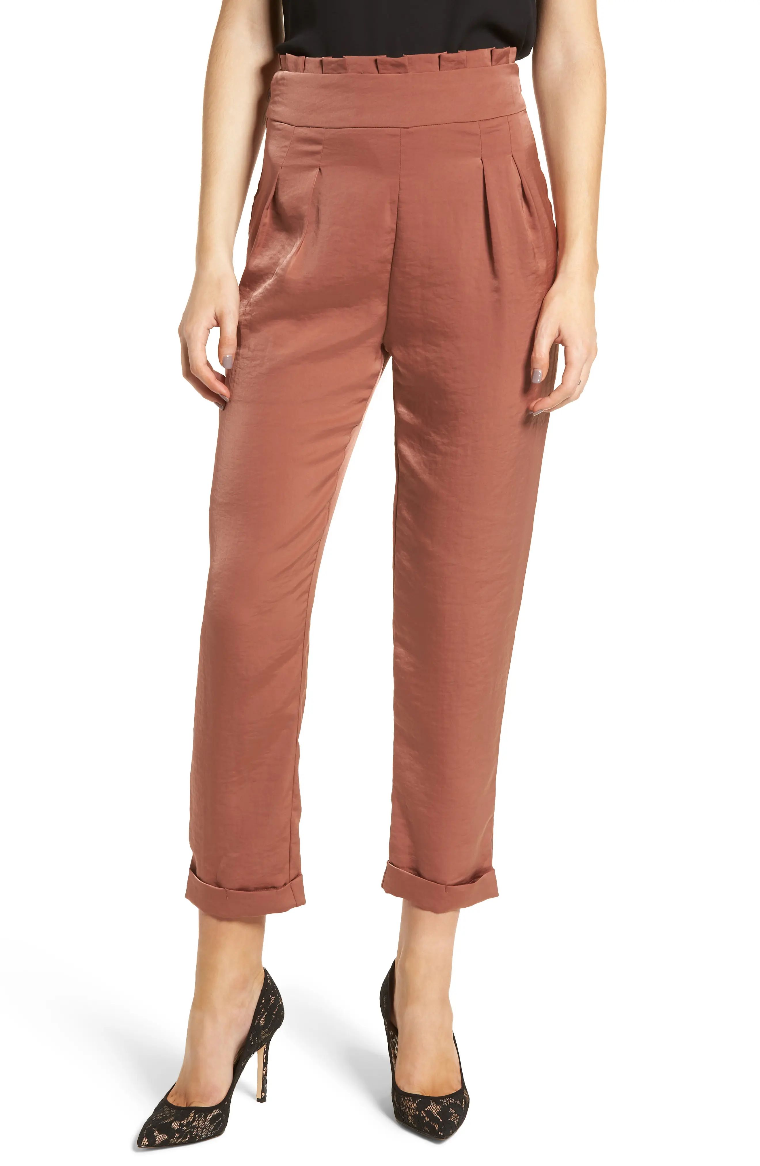 Ali Paperbag Waist Satin Pants | Nordstrom