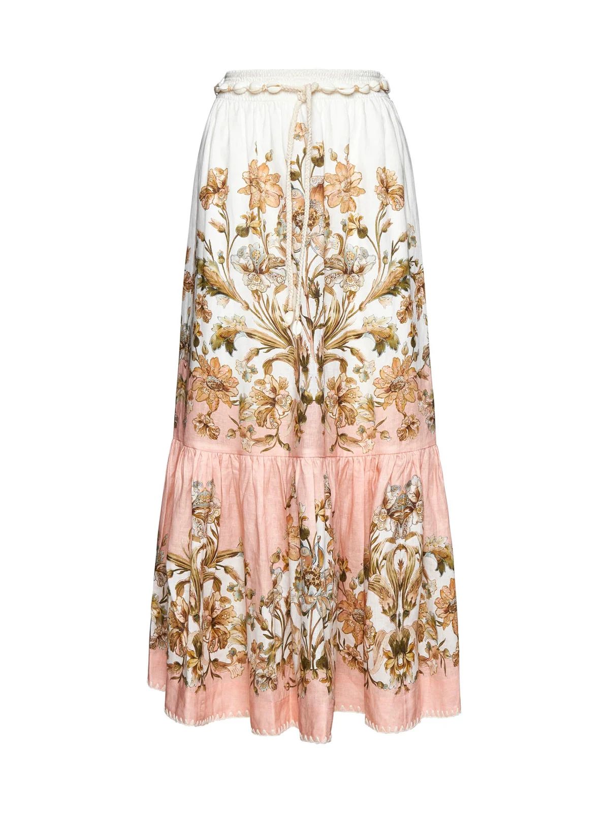 Zimmermann Chintz Tiered Floral Printed Midi Skirt | Cettire Global