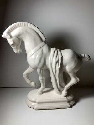 Vintage White Ceramic Trojan Roman Mediterranean War Horse Statue 11 in.  | eBay | eBay US