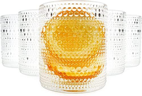 Amazon.com | Darware Hobnail Drinking Glasses (12oz, 6pk, Clear); Old-Fashioned Beverage Glasses ... | Amazon (US)