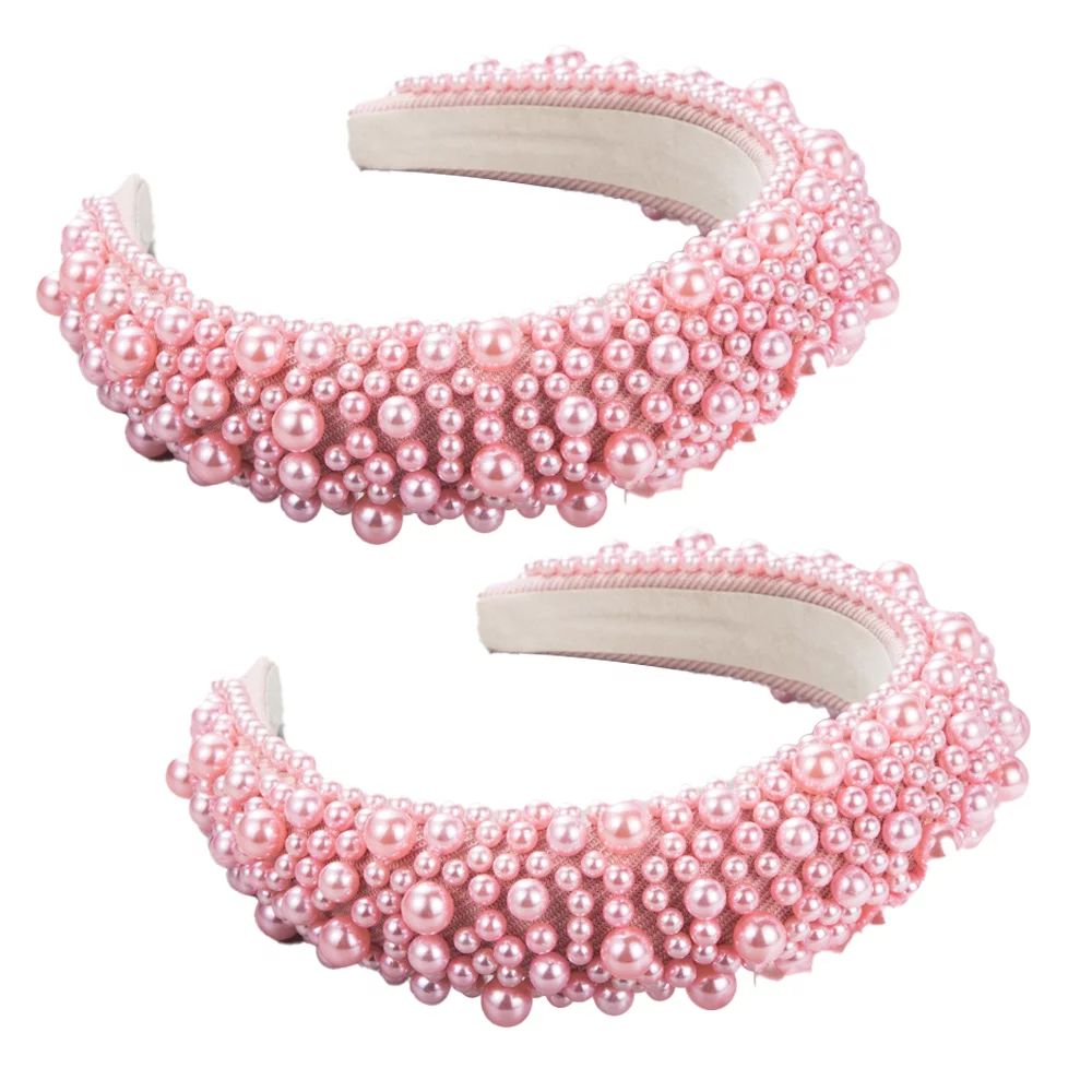 White Pearl Headbands Black Padded Headband Rhinestones Beading Pearls Hair Accessories Design Wi... | Walmart (US)