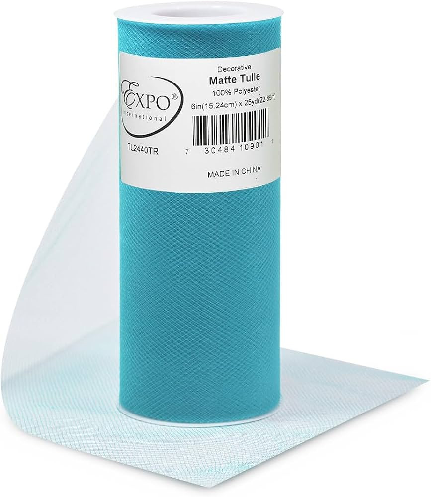 Expo International Decorative Matte Tulle Spool of 6 Inch X 25 Yards | Turquoise | Amazon (US)