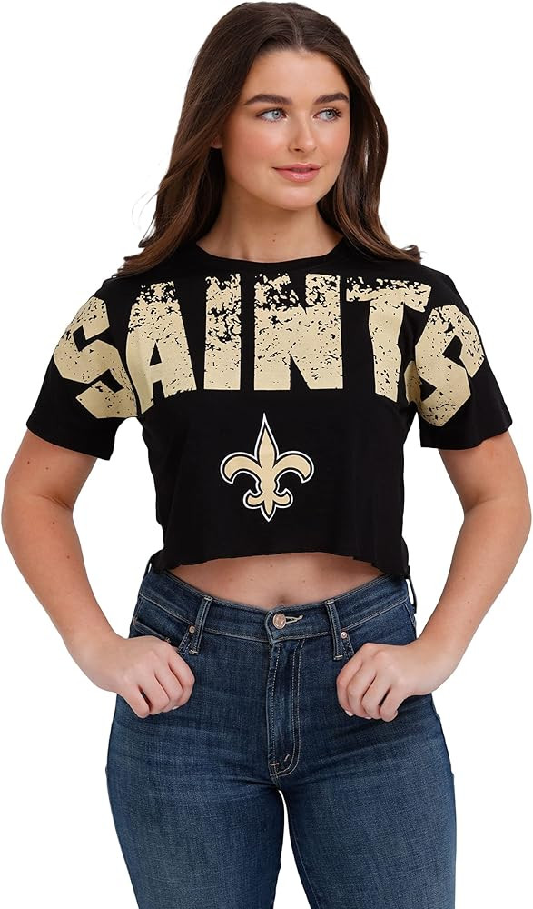 FOCO Women's NFL Team Logo Ladies Fashion Crop Top Shirt | Amazon (US)