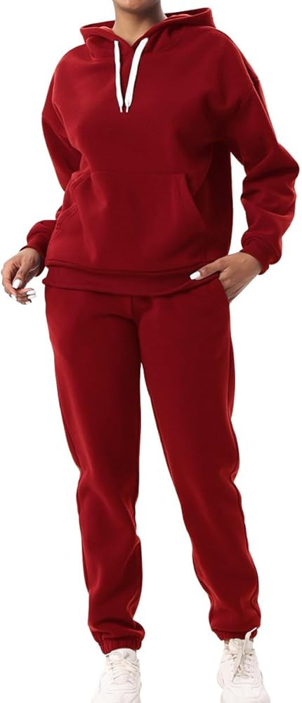 LeeHanTon Women Tracksuit Oversize 2 Pieces Outfit Casual Long Sleeve Sweatsuits Set with Pocket | Amazon (US)